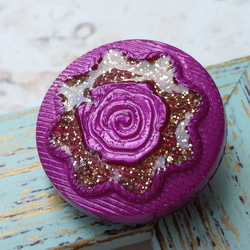 M874【21mm set 6pcs】ANNA SUI風格.奢華紫色花朵鈕扣 第3張的照片