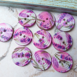 M706【18mm set 10pcs】紫色花園2孔鈕扣 第4張的照片