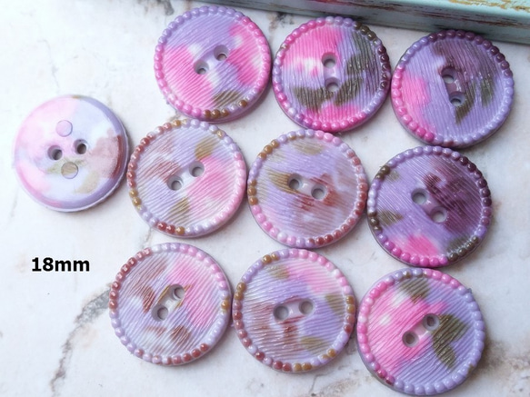 M707【18mm set 10pcs】紫色粉彩2孔鈕扣 第1張的照片