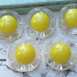 M611【21mm set 5pcs】復古.Yellow透明邊框凸形鈕扣 第1張的照片