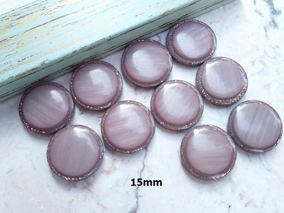 M725【15mm set 10pcs】Camel 銀粉邊框鈕扣 第1張的照片