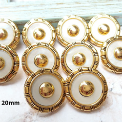 M883【20mm set 5pcs】復古風格蛋白石/金色裝飾鈕扣 第1張的照片