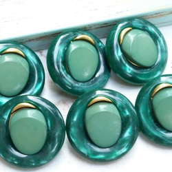 M753【21mm set 5pcs】Dark Green Foliage Green 金鈕扣 第1張的照片