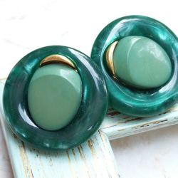 M753【21mm set 5pcs】Dark Green Foliage Green 金鈕扣 第2張的照片