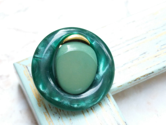 M753【21mm set 5pcs】Dark Green Foliage Green 金鈕扣 第4張的照片