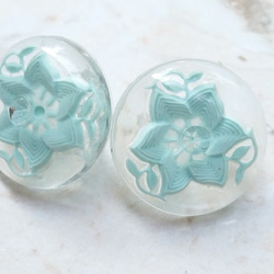 M740【15mm set 6pcs】Light Aqua Blue花朵透明鈕扣 第4張的照片