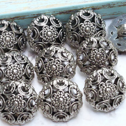 M111♡【15mm set 8pcs】Vintage Silve 花設計鈕扣 第1張的照片