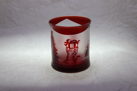 猫のX'masグラス 1枚目の画像