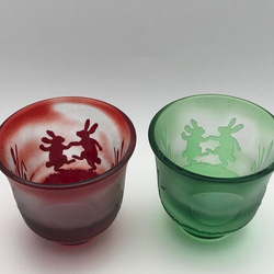 うさぎのお月見ダンス（お猪口） 1枚目の画像