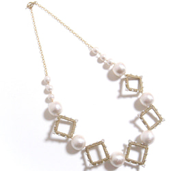 Square×Pearl Necklace 1枚目の画像