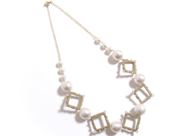 Square×Pearl Necklace 1枚目の画像