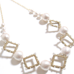 Square×Pearl Necklace 2枚目の画像