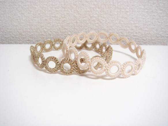 【Secret*Garden 様オーダー品】gold×生成り bangle 1枚目の画像