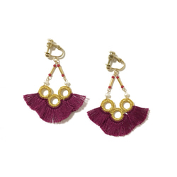 Fan-Shaped Fringe Earring (Bordeaux) 1枚目の画像