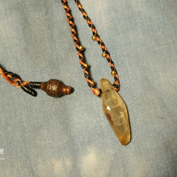 手工編繩系列 礦石 水晶 項鍊 對鍊 ─ 玉髓 chalcedony 繩編 (棕色) 第2張的照片