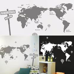 世界地図  a world map  / デコステッカー,ウォールステッカー 3枚目の画像