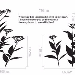 のばな  wild flower  (ブラック / ホワイト / グレー )  デコステッカー,ウォールステッカー 2枚目の画像
