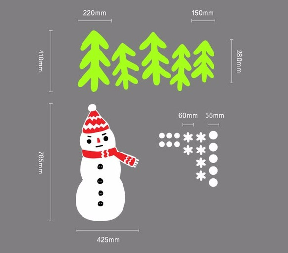 [ 送料無料 ] 雪だるま・サンタクロース・クリスマス・スノー ウォールステッカー x100 5枚目の画像