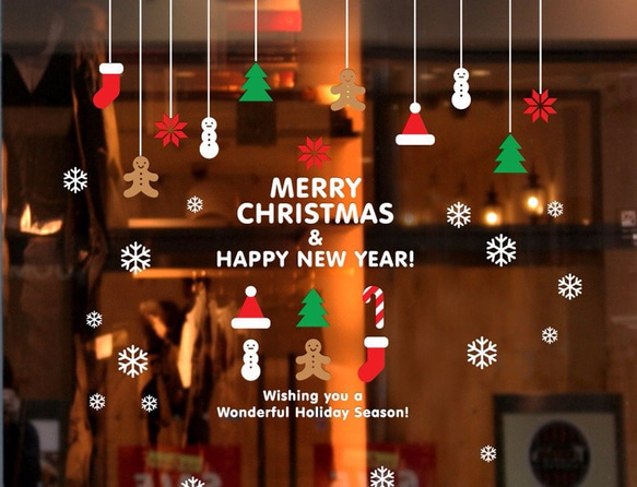 [ 送料無料 ] カラークリスマス・サンタクロース・クリスマス・スノー ウォールステッカー x129 2枚目の画像