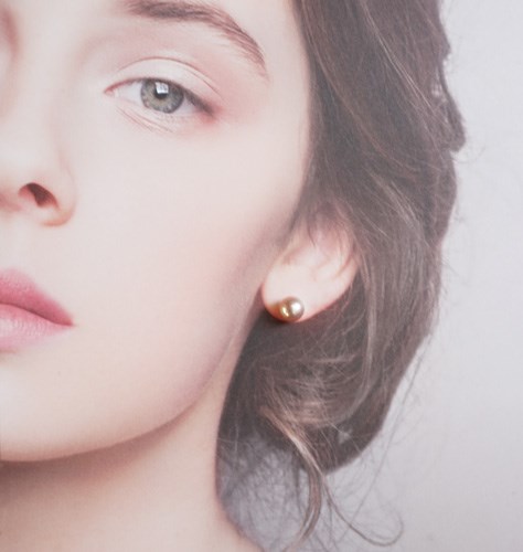 片耳用 パールピアス K14 色:ベージュゴールド