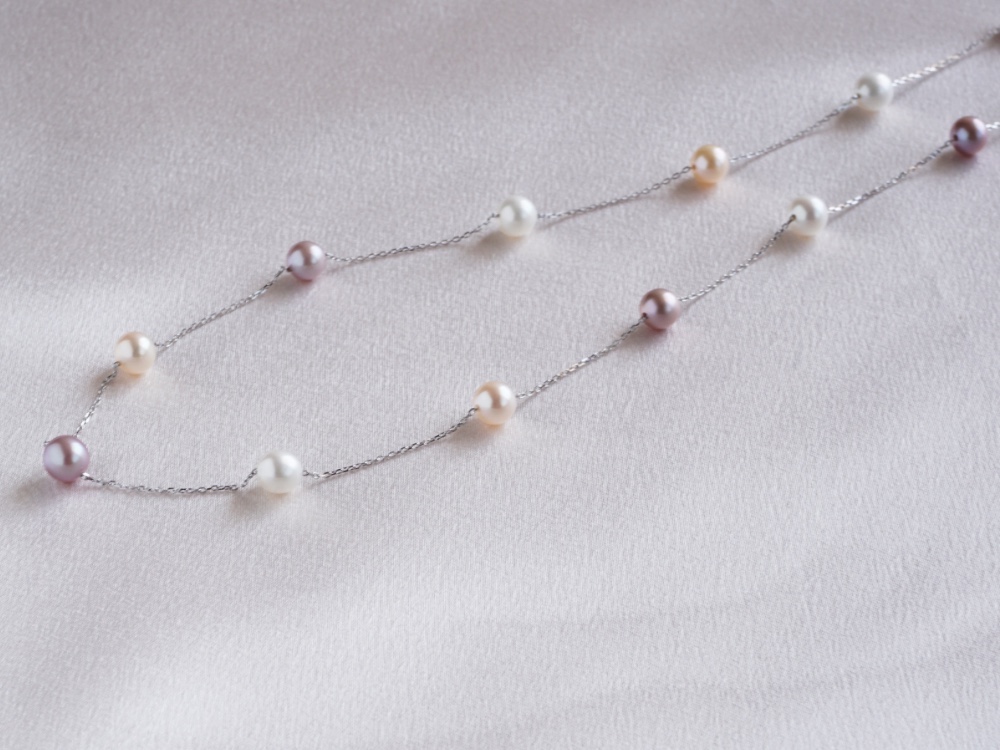 パールロングネックレス プラチナ Pt850 70cm