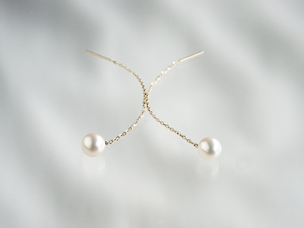 ベビーパールチェーンピアス K10イエローゴールド