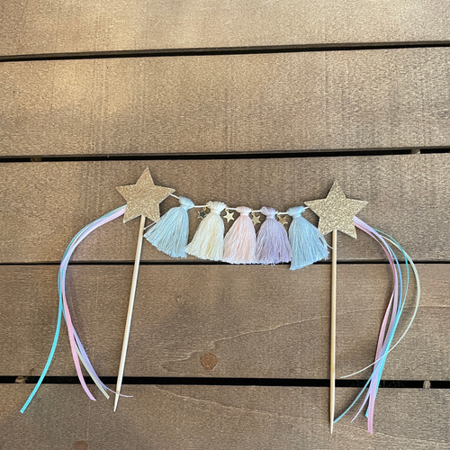 タッセルガーランドケーキトッパー 〈レインボー〉 ガーランド happily