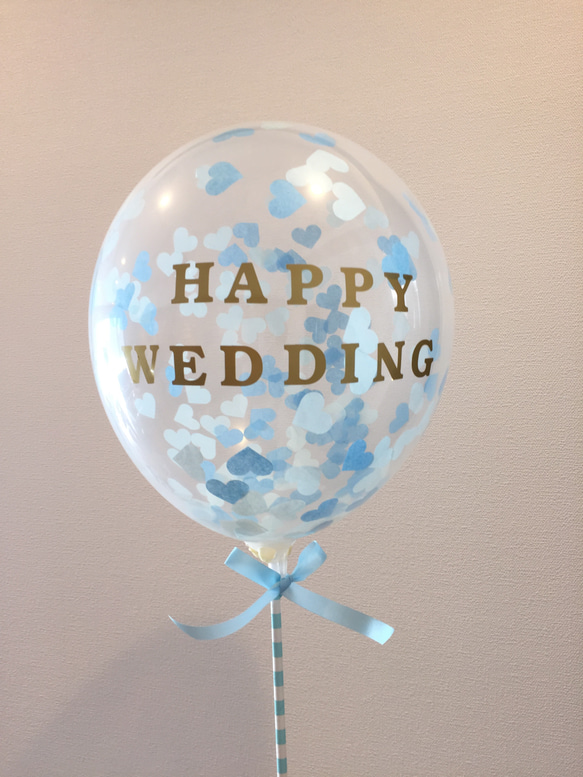 全8色　HAPPY WEDDINGステッカー付きハートのコンフェッティバルーンキット❤︎ 3枚目の画像