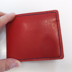 二つ折り財布(本革)赤01 1枚目の画像