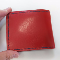 二つ折り財布(本革)赤01 2枚目の画像
