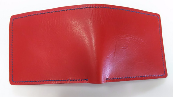 二つ折り財布(本革)赤01 4枚目の画像