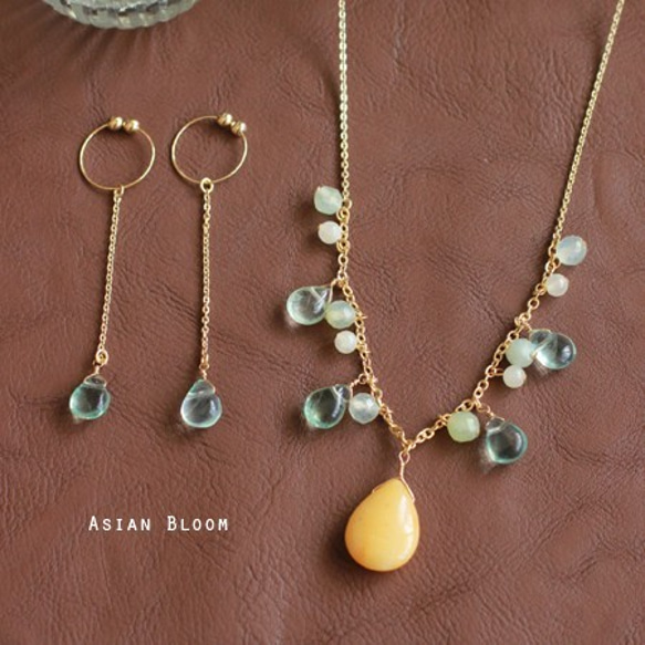 キットです☆セットでお得！『菜の花の可憐なネックレス＆ピアス 