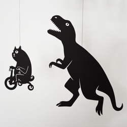 恐竜と猫　モビール 3枚目の画像