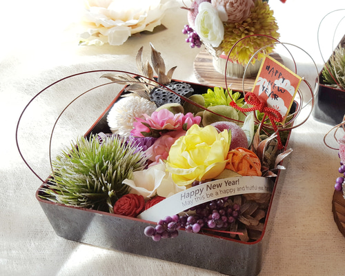 おせち風フラワーアレンジメント アートフラワー hanahitoki 通販