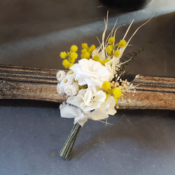 【受注制作】wreath bouquet＆boutonniere#ミモザ 4枚目の画像