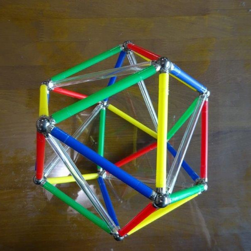 4色単位ベクトル平衡体(立方8面体) トポロジー脳トレパズル（18cm
