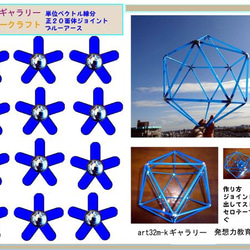 ペパクラ関節ジョイントストロー線分正２０面体キット ブルーアース ３０cmφ 2枚目の画像