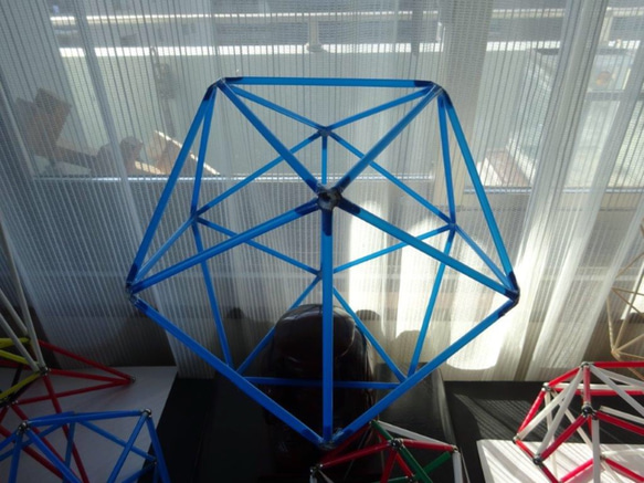 ペパクラ関節ジョイントストロー線分正２０面体キット ブルーアース ３０cmφ 7枚目の画像