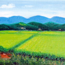 新緑の田んぼ 福島県川内村 絵画 art32m-kギャラリ発想力教育研究所