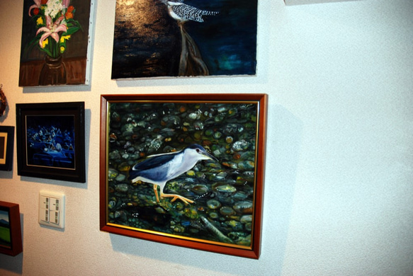 鳥シリーズ　ゴイサギ　油彩　Ｆ8号　仮縁付き 4枚目の画像