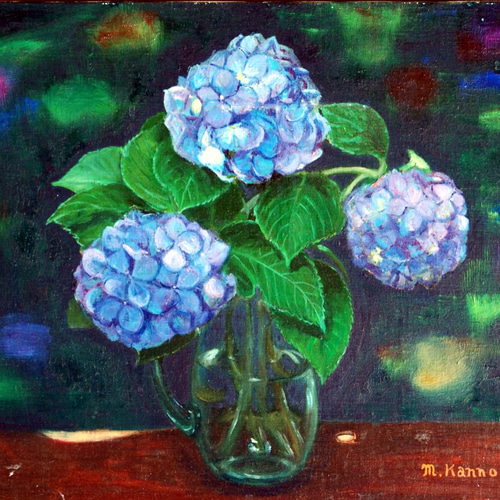 油絵（紫陽花）あじさい額装 額あじさい」 by HIKARI｜Artmeter