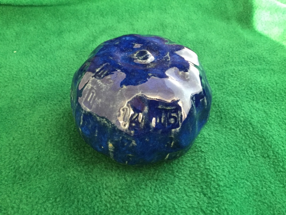 去年のハロウィンの時作った カボチャ型土鈴 立体ユピテル方陣 宇宙 なまこ釉掛け