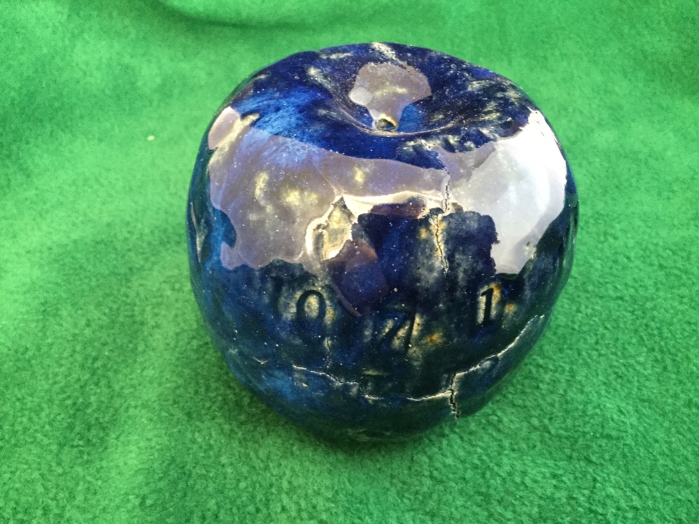 りんご型土鈴 立体ユピテル方陣 ブラックホール なまこ釉掛け 14,400円