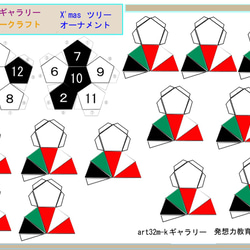 クリスマスオーナメントにもオススメ、五芒星１２面星型多面体、宇宙音楽作曲用 サイコロ ペーパークラフト3枚　 3枚目の画像