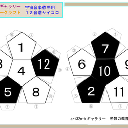 クリスマスオーナメントにもオススメ、五芒星１２面星型多面体、宇宙音楽作曲用 サイコロ ペーパークラフト3枚　 9枚目の画像