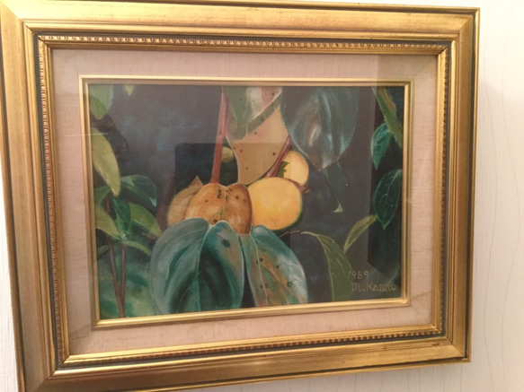 F4号スーパーリアリズム絵画 柿 額 ゴールド その他インテリア