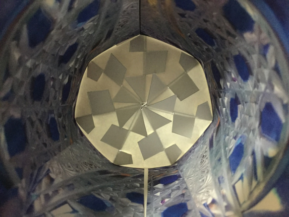 オイラーの錯視のグラス 江戸切子風正七角形底グラス ペパクラ ３枚セット 2枚目の画像
