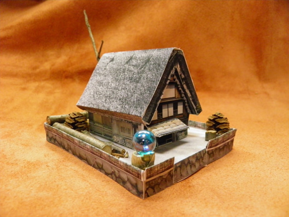 世界遺産白川郷合掌造り民家ぺパクラ2枚セット絵葉書付き 立体