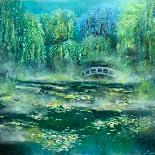 油絵 原画 オリジナル 「Monet's Garden3」送料無料 絵画