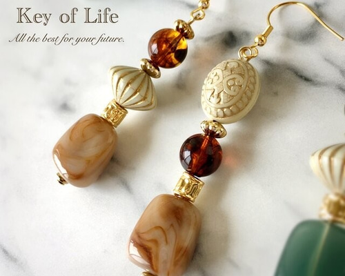 Key of Life【セピア色の世界】金属アレルギー対応 大ぶりピアス